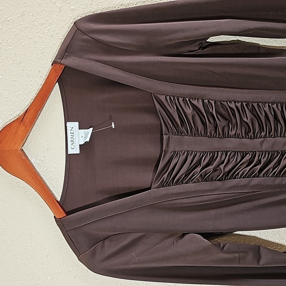 NWOT Carmen Marc Valvo Ruched Blouse. - Picture 2 of 6